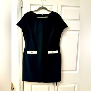 Tommy Hilfiger black dress with white mock pockets size 14